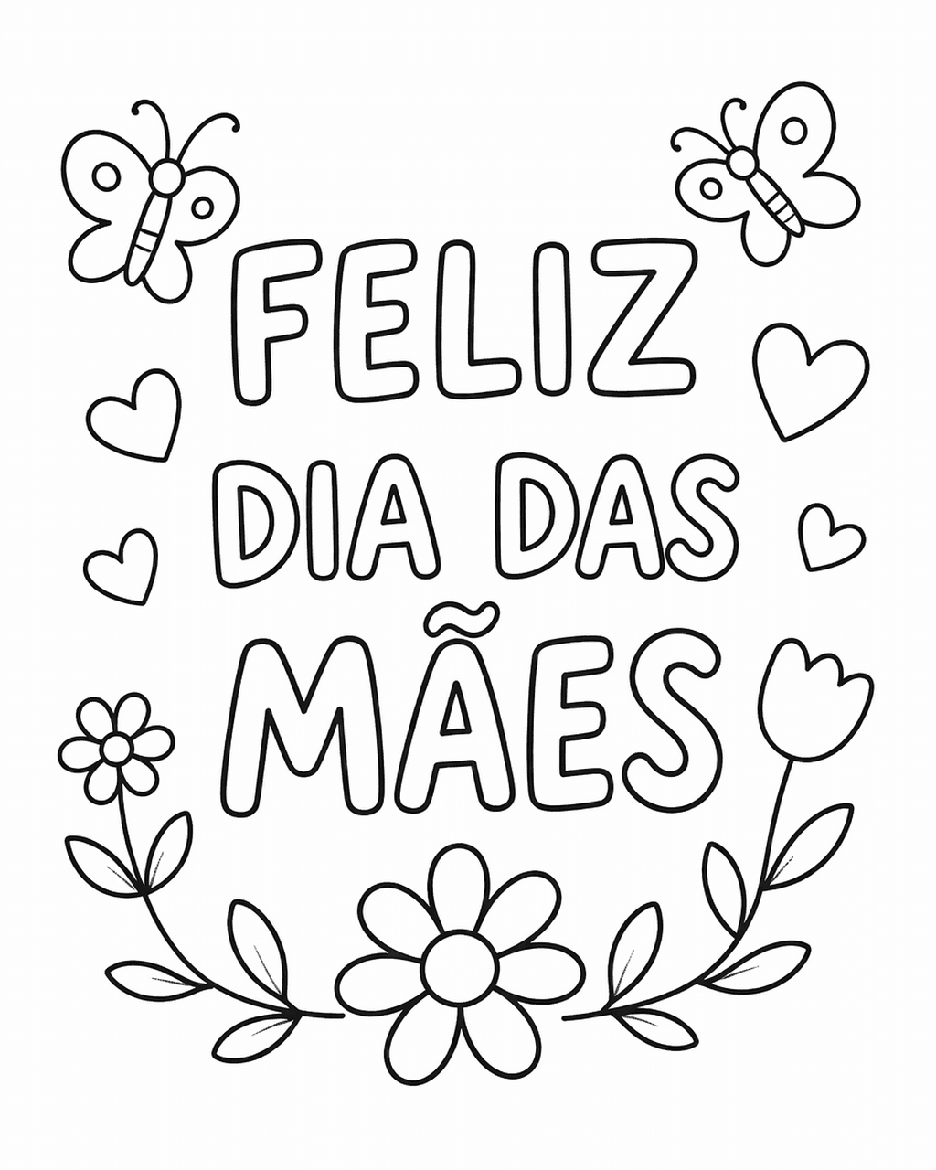 Feliz Dia das Mães para colorir
