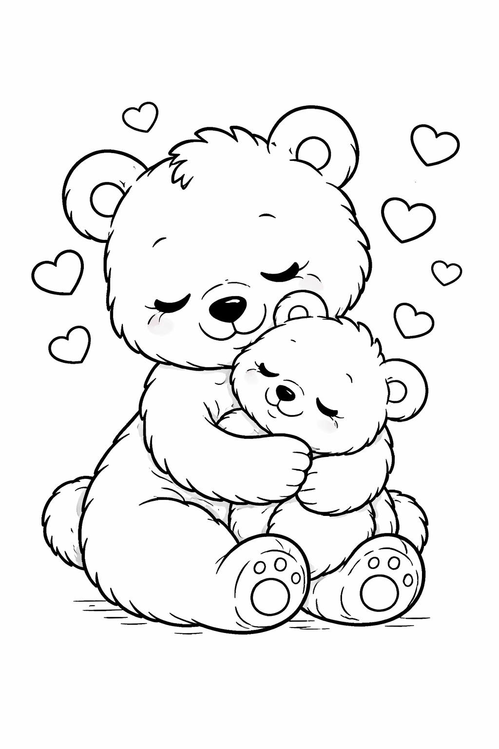 Ursinha mãe e filhote para colorir