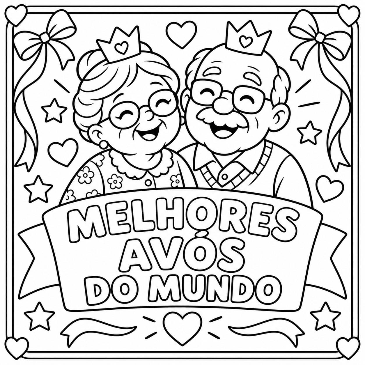 Cartão Melhores Avós do Mundo para colorir