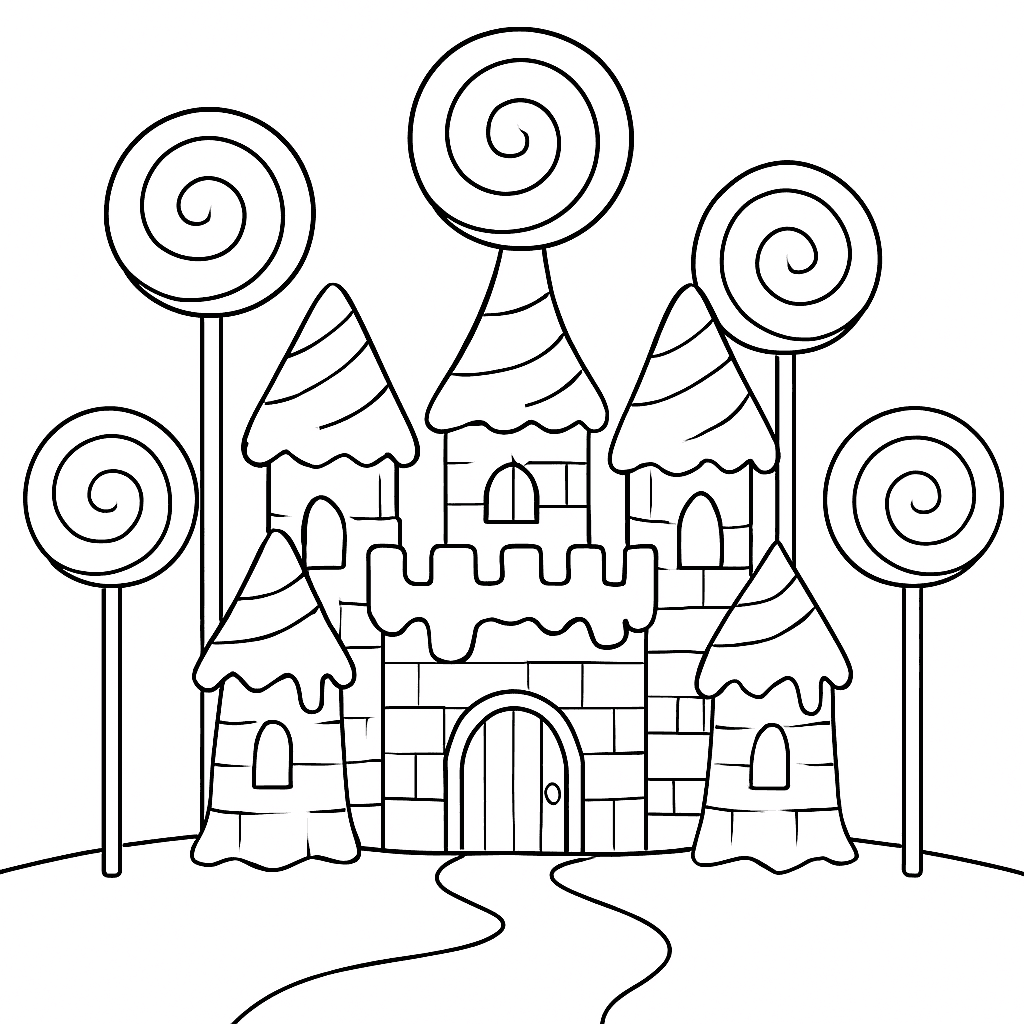 Castelo de doces para colorir