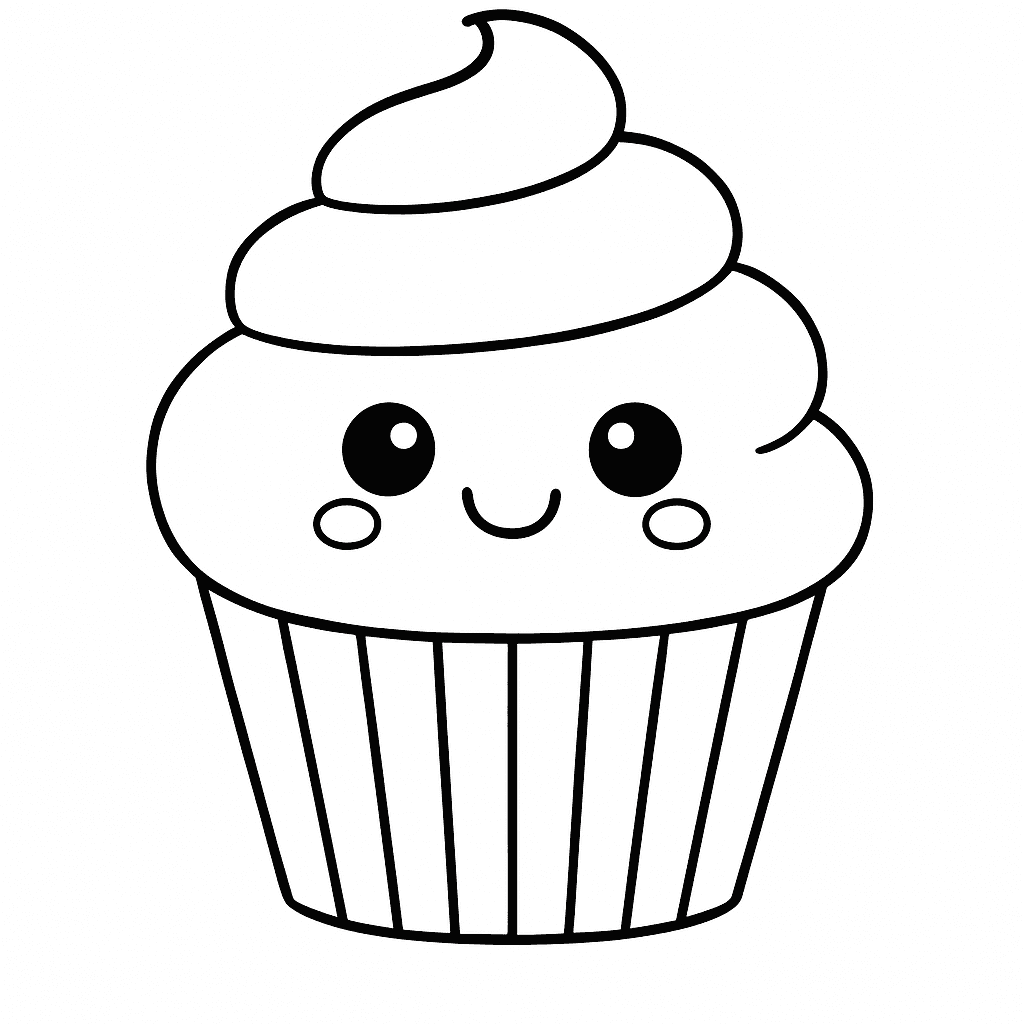 Cupcake fofo para colorir