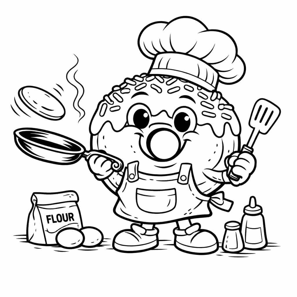 Donut chef para colorir