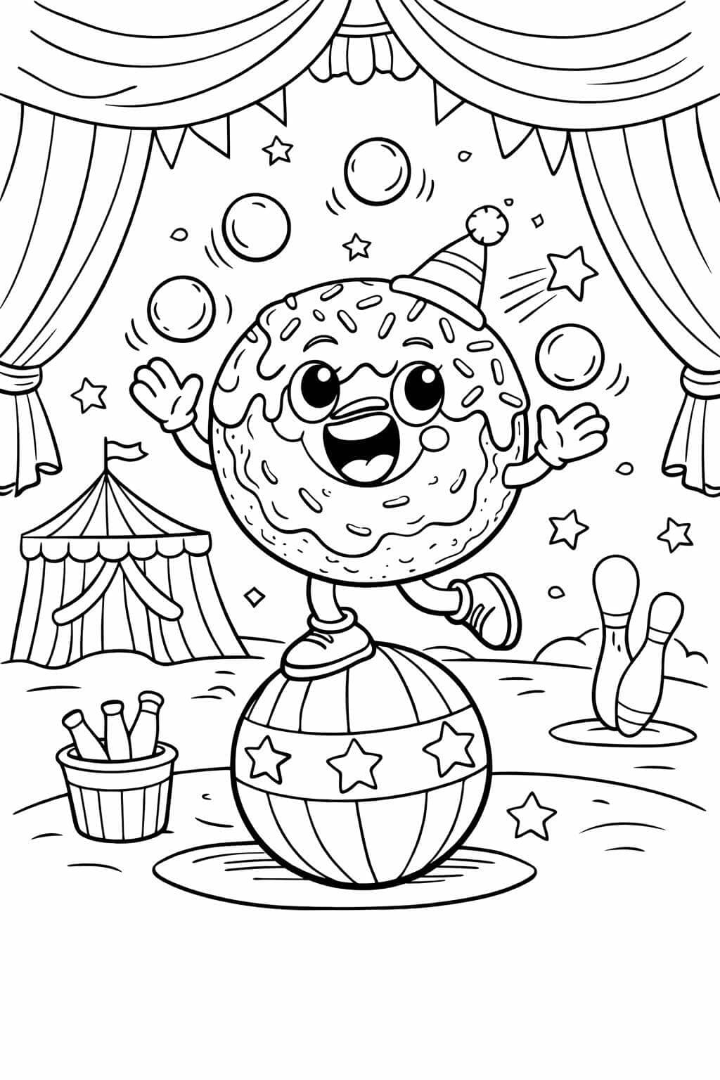 Donut no circo para colorir