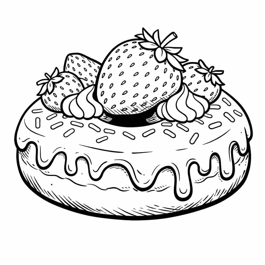 Donut de morango para colorir