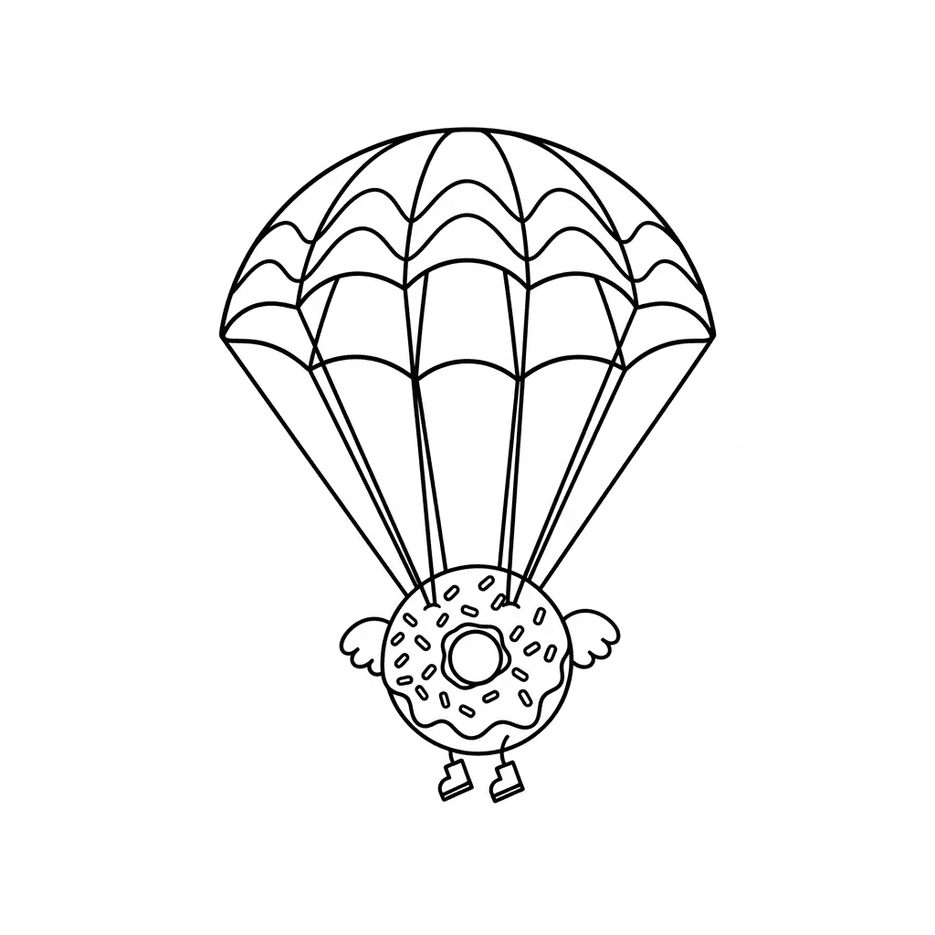 Donut de paraquedas para colorir