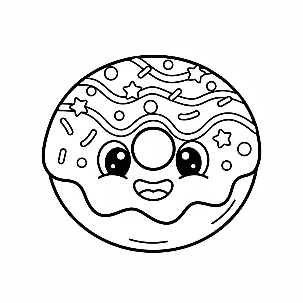 Donut sorrindo para colorir