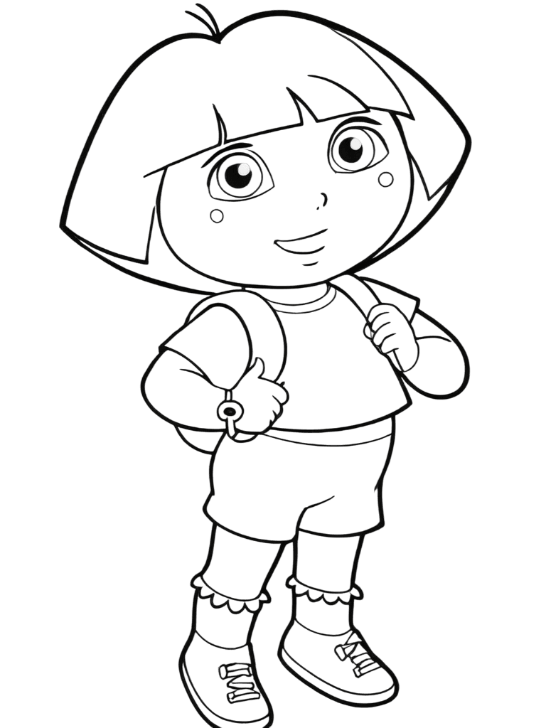 Dora Aventureira indo para a escola para colorir