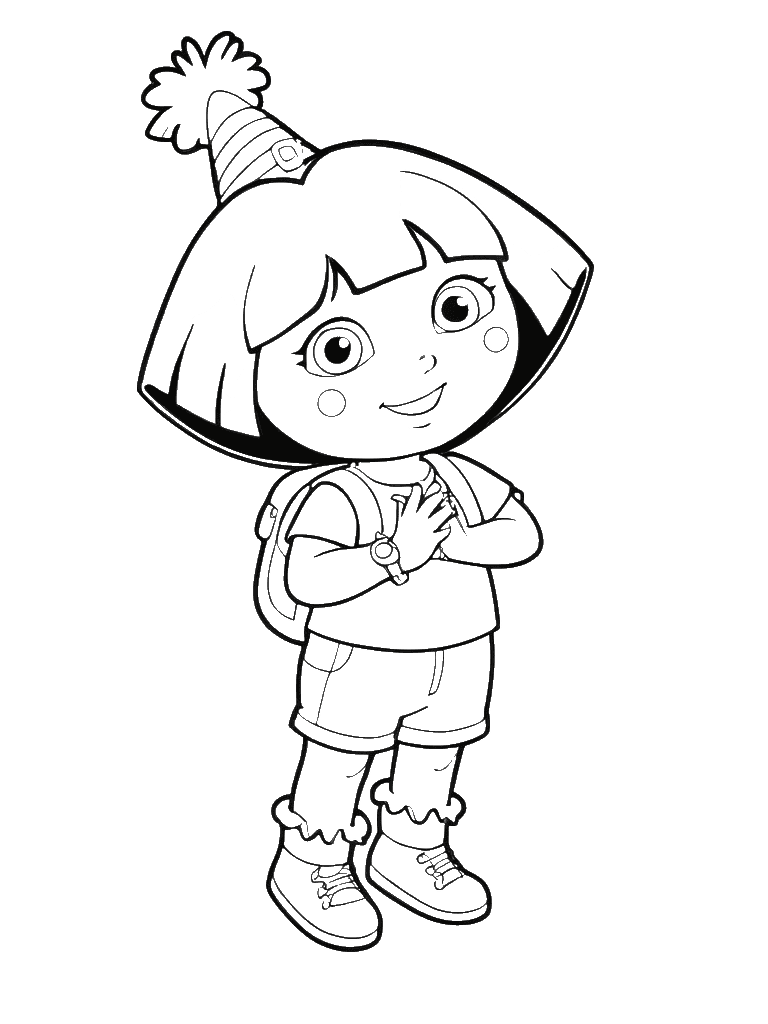Dora Aventureira de aniversário para colorir