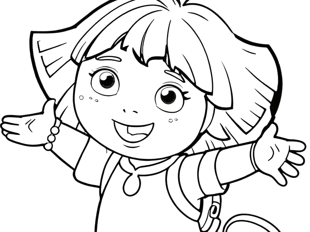 Dora Aventureira feliz para colorir