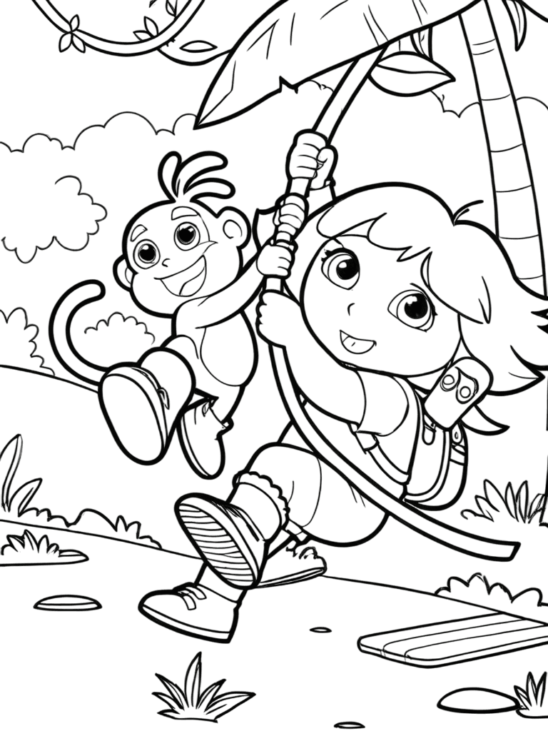Dora e Botas no cipó para colorir