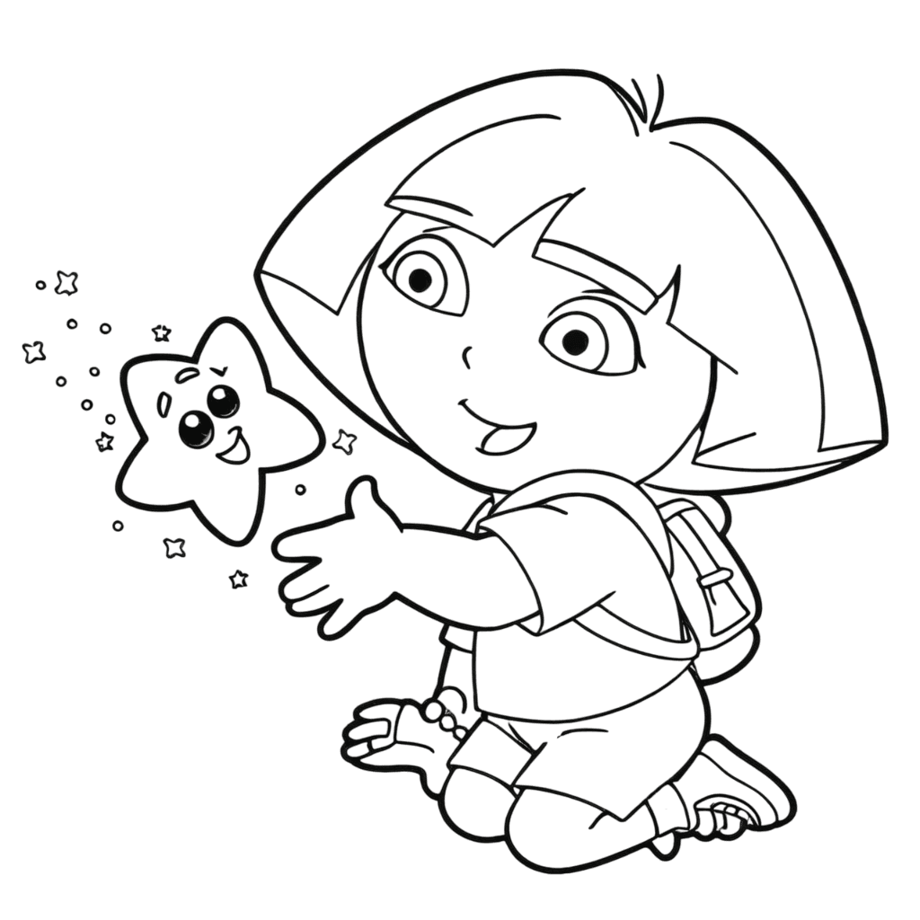 Dora e a estrela mágica para colorir