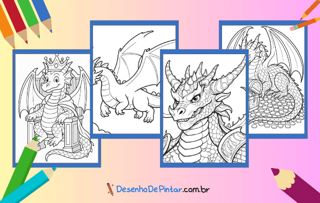 Desenhos de Dragão para colorir