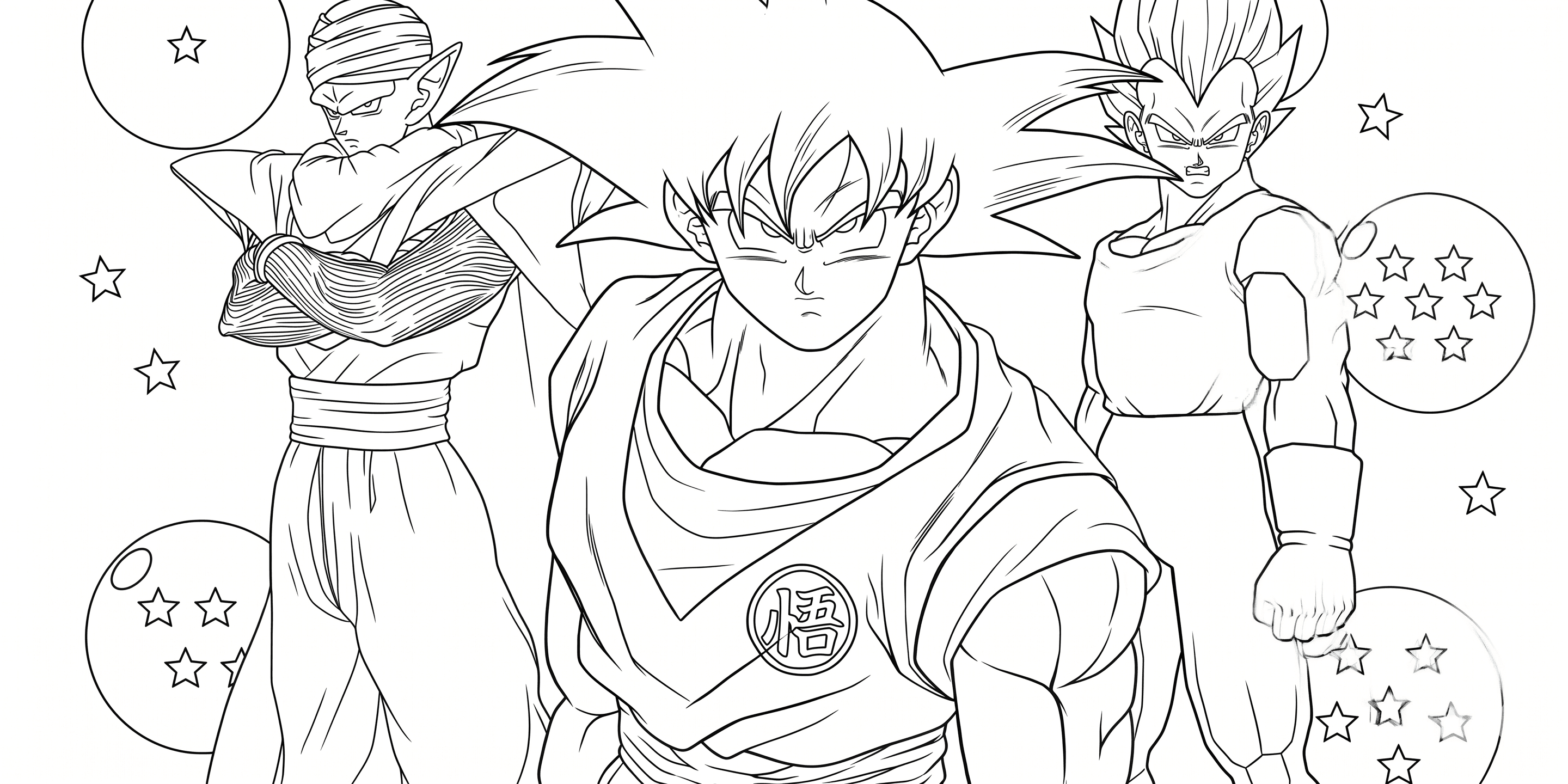Goku, Vegeta e Picolo para colorir
