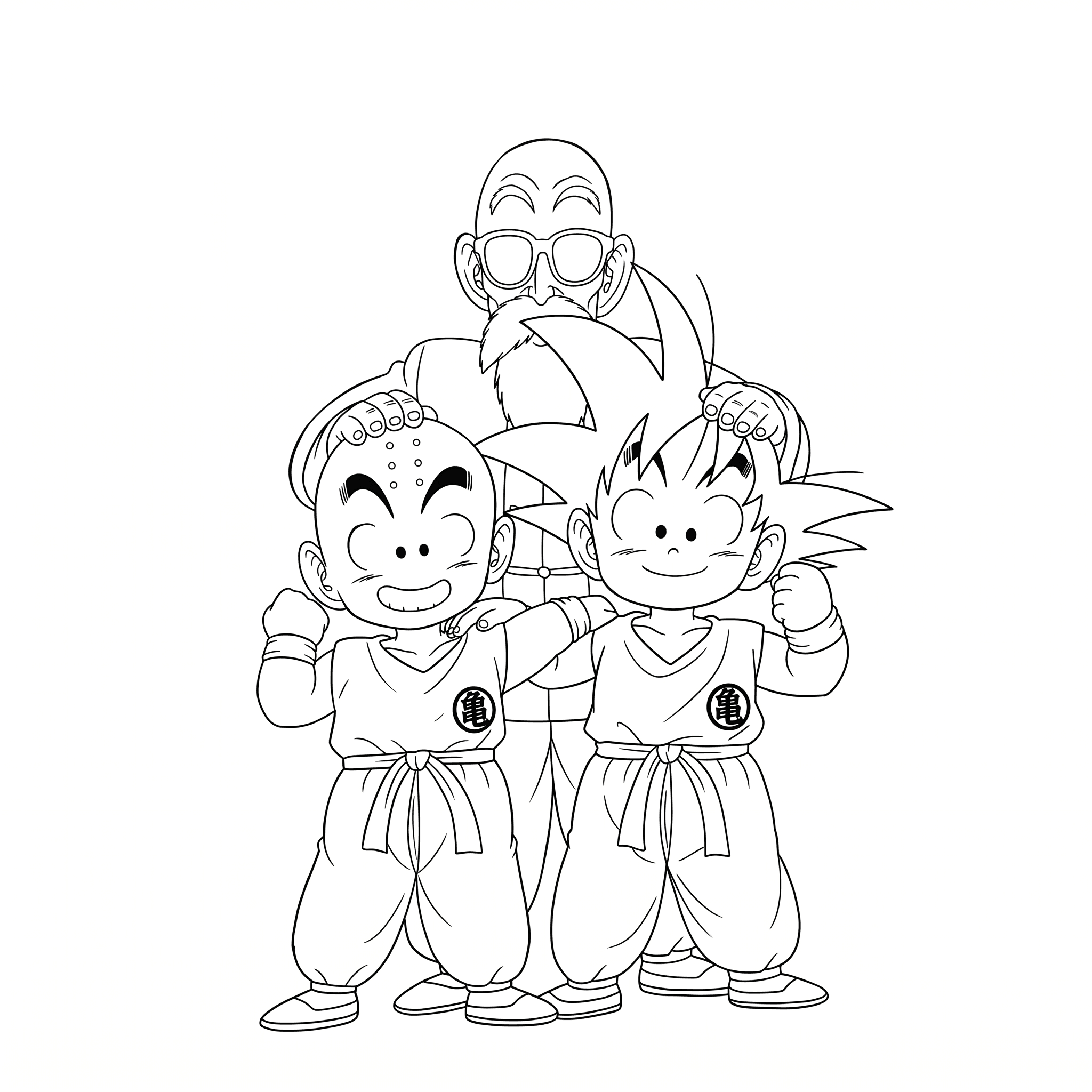 Mestre Kame, Kuririn e Goten para colorir