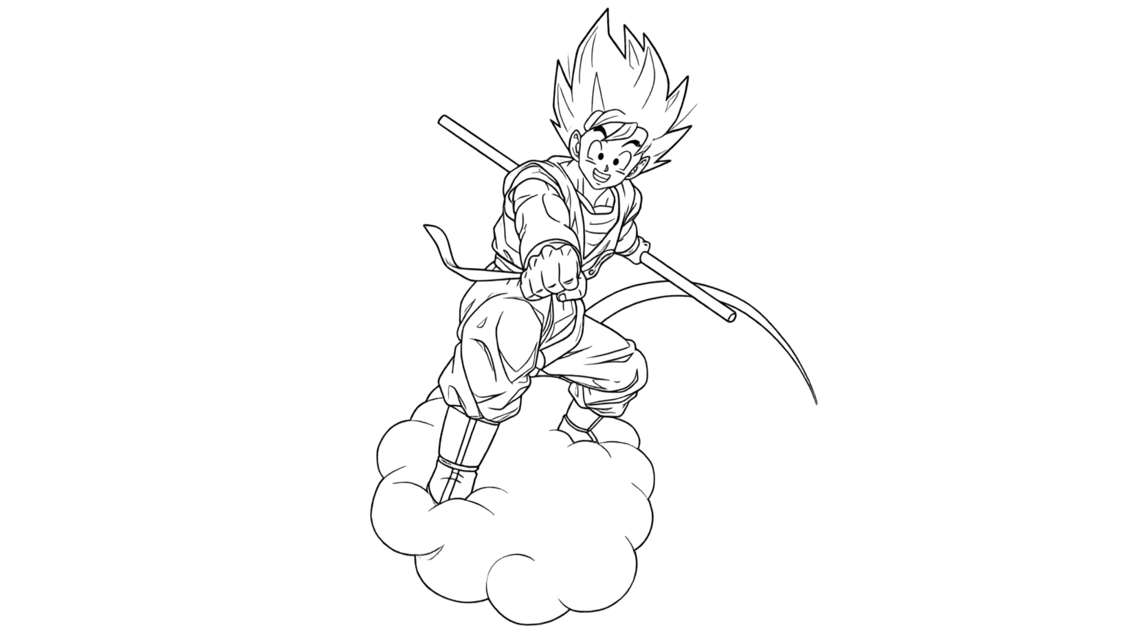 Goku na nuvem voadora para colorir