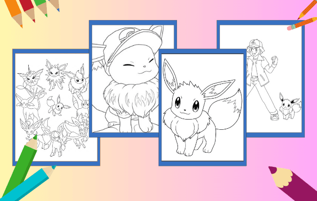 Desenhos de Eevee e suas evoluções para colorir