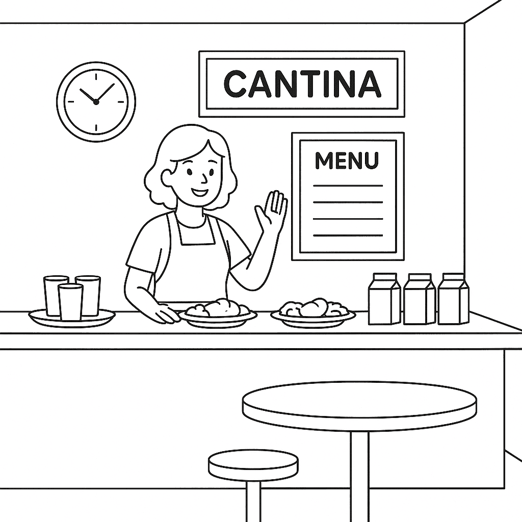 Cantina da escola para colorir