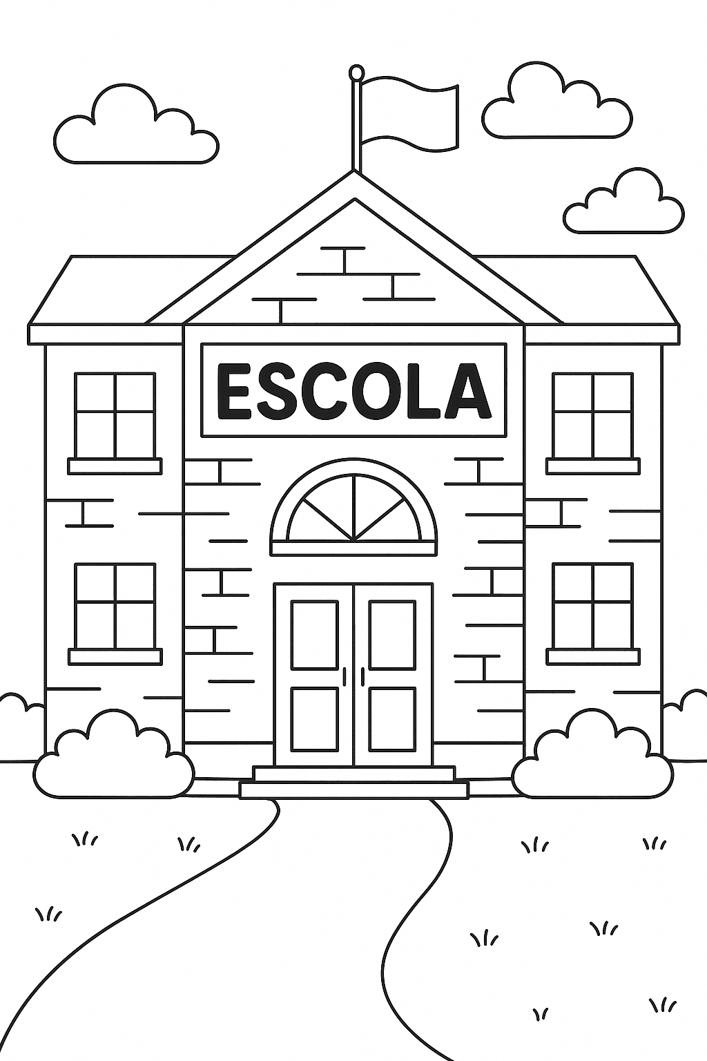 Fachada da escola para colorir