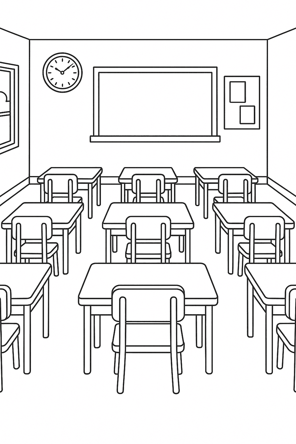 Sala de aula da escola para colorir