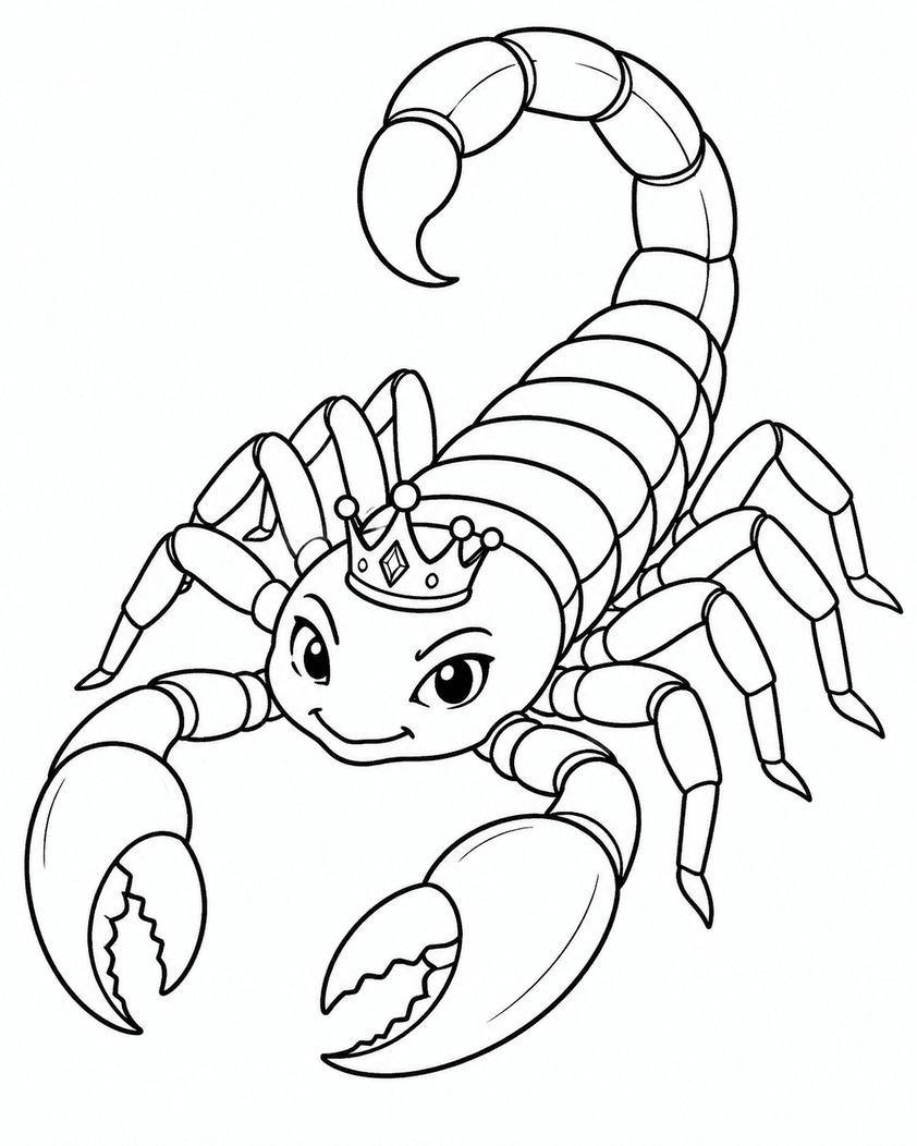 Escorpião com coroa para colorir