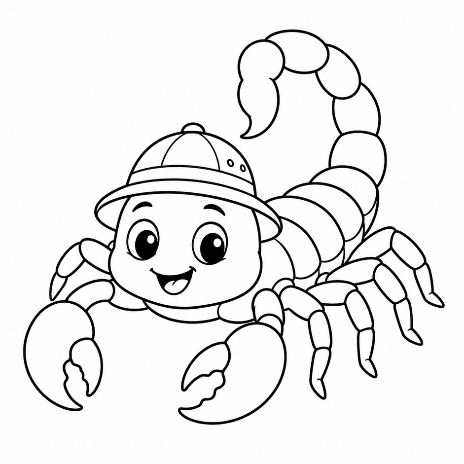 Escorpião de chapéu para colorir