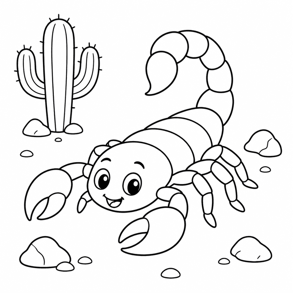 Escorpião no deserto para colorir