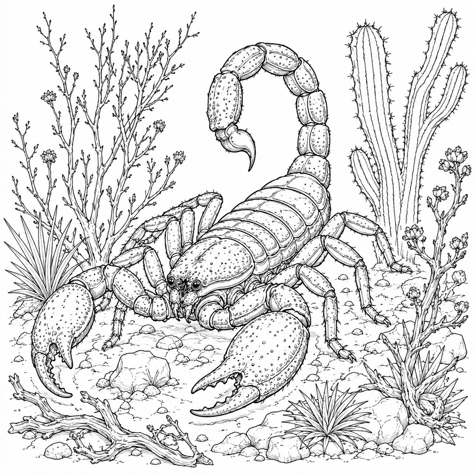 Escorpião detalhado para colorir