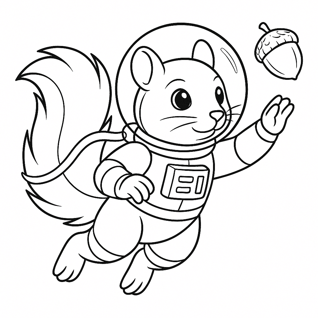 Esquilo astronauta para colorir