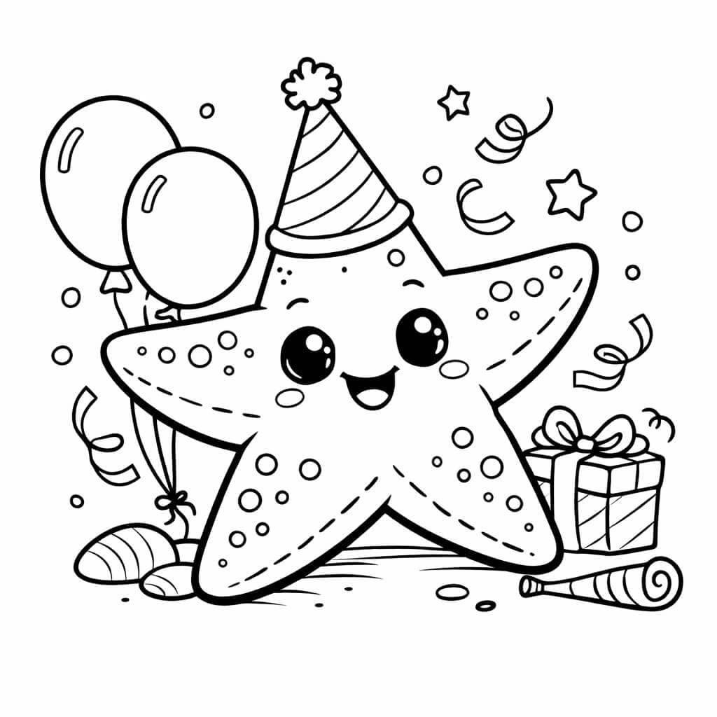 Estrela do mar festa para colorir