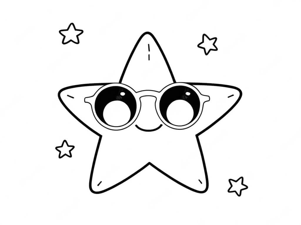 Estrela de óculos de sol para colorir