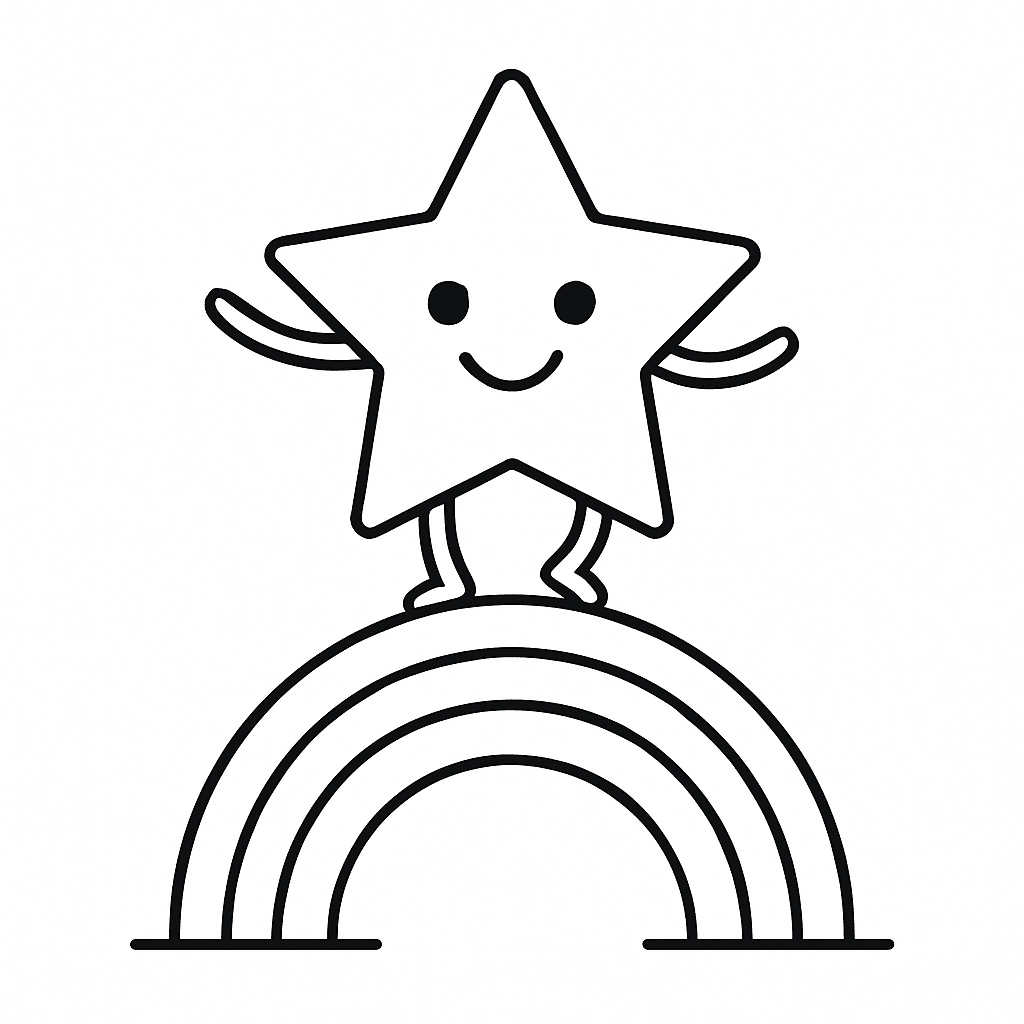 Estrela no arco-íris para colorir