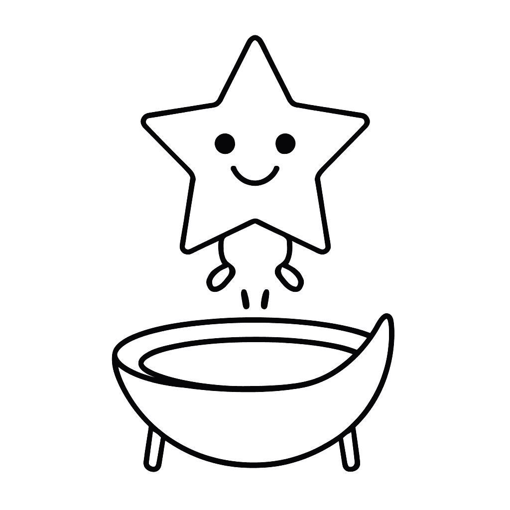 Estrela pulando na bacia para colorir