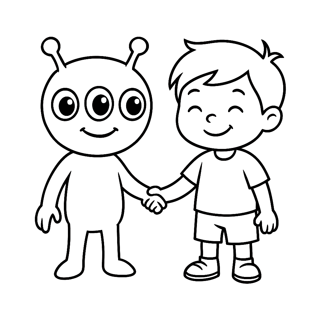 ET e criança para colorir