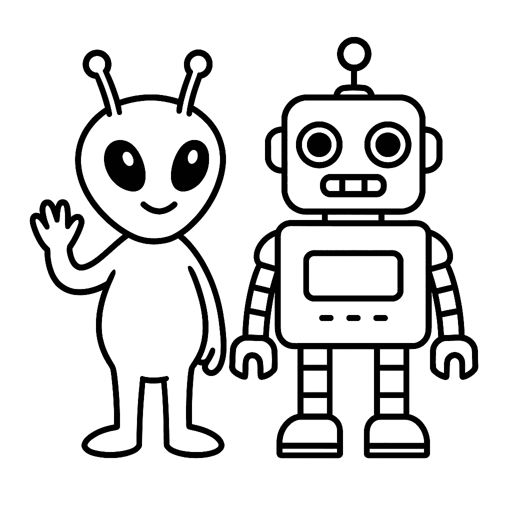 ET e robô para colorir