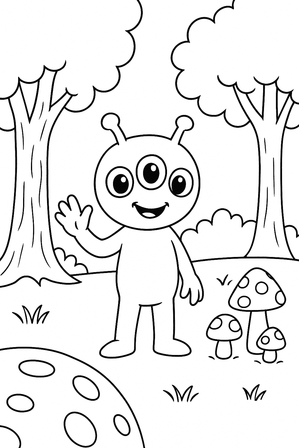 ET na floresta para colorir