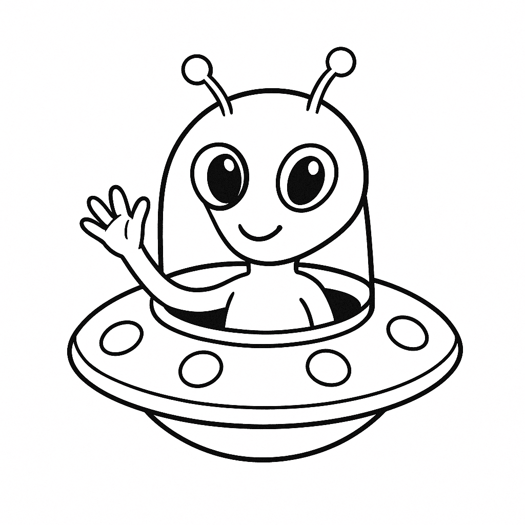 ET na nave espacial para colorir