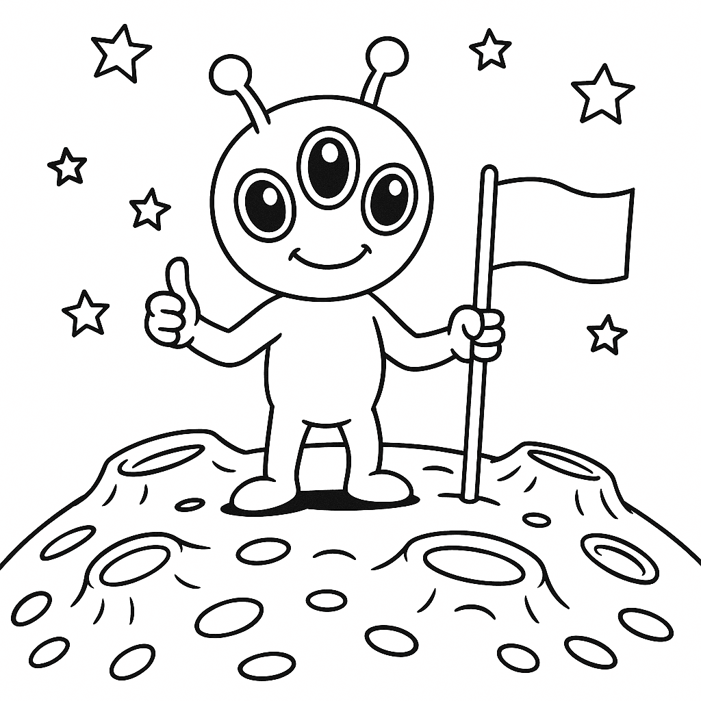 ET no planeta para colorir