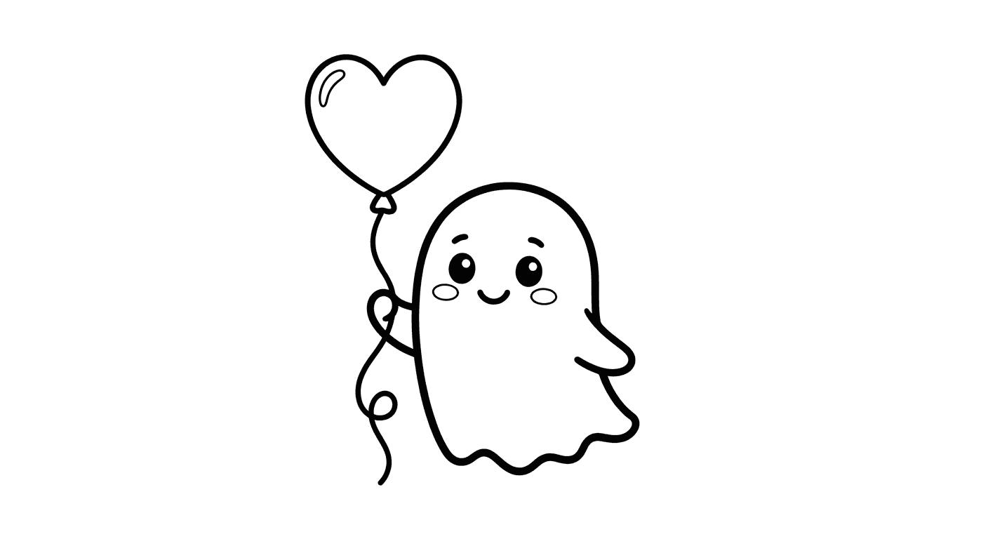 Fantasma com balão para colorir