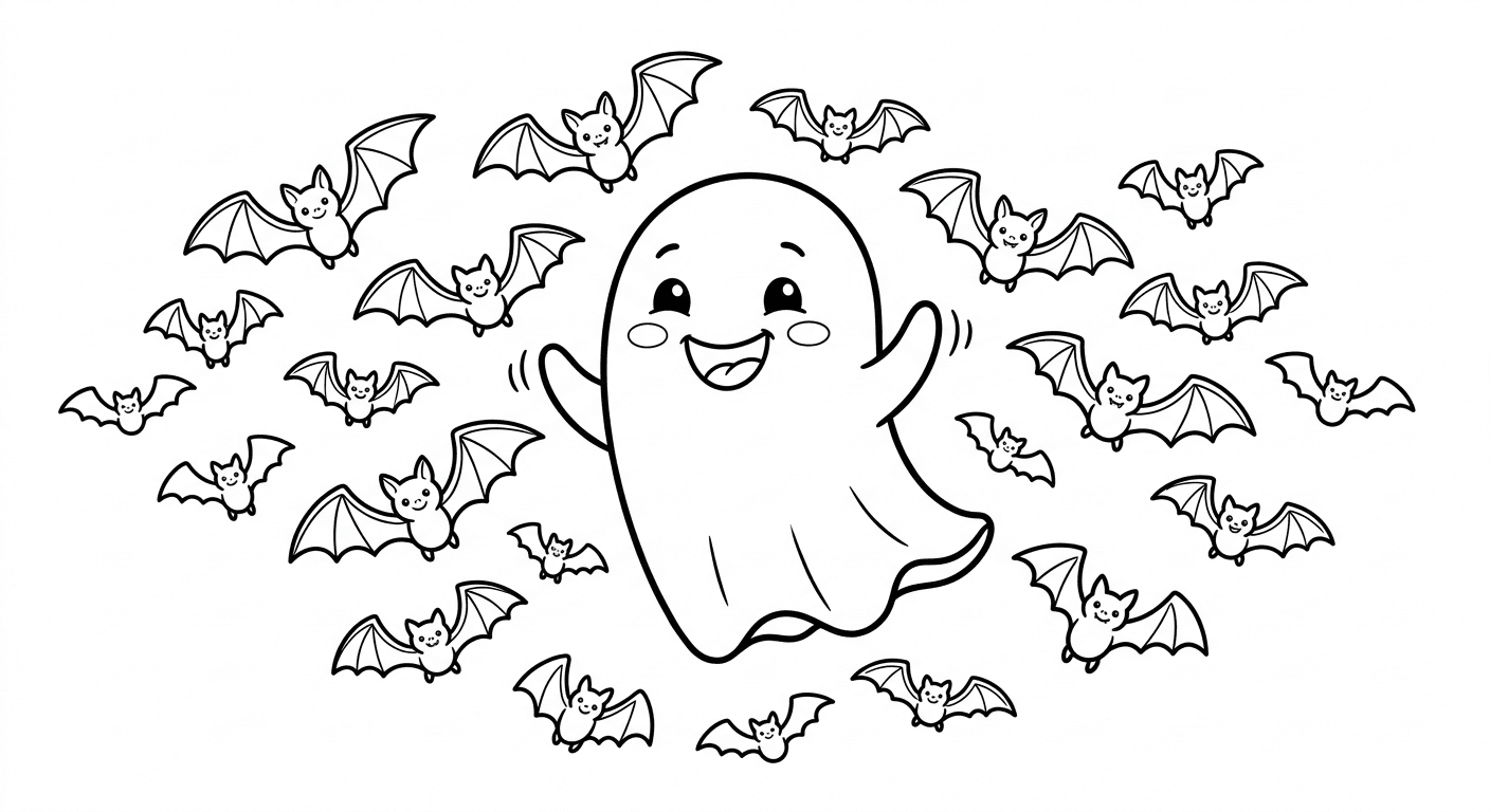 Fantasma e morcegos para colorir