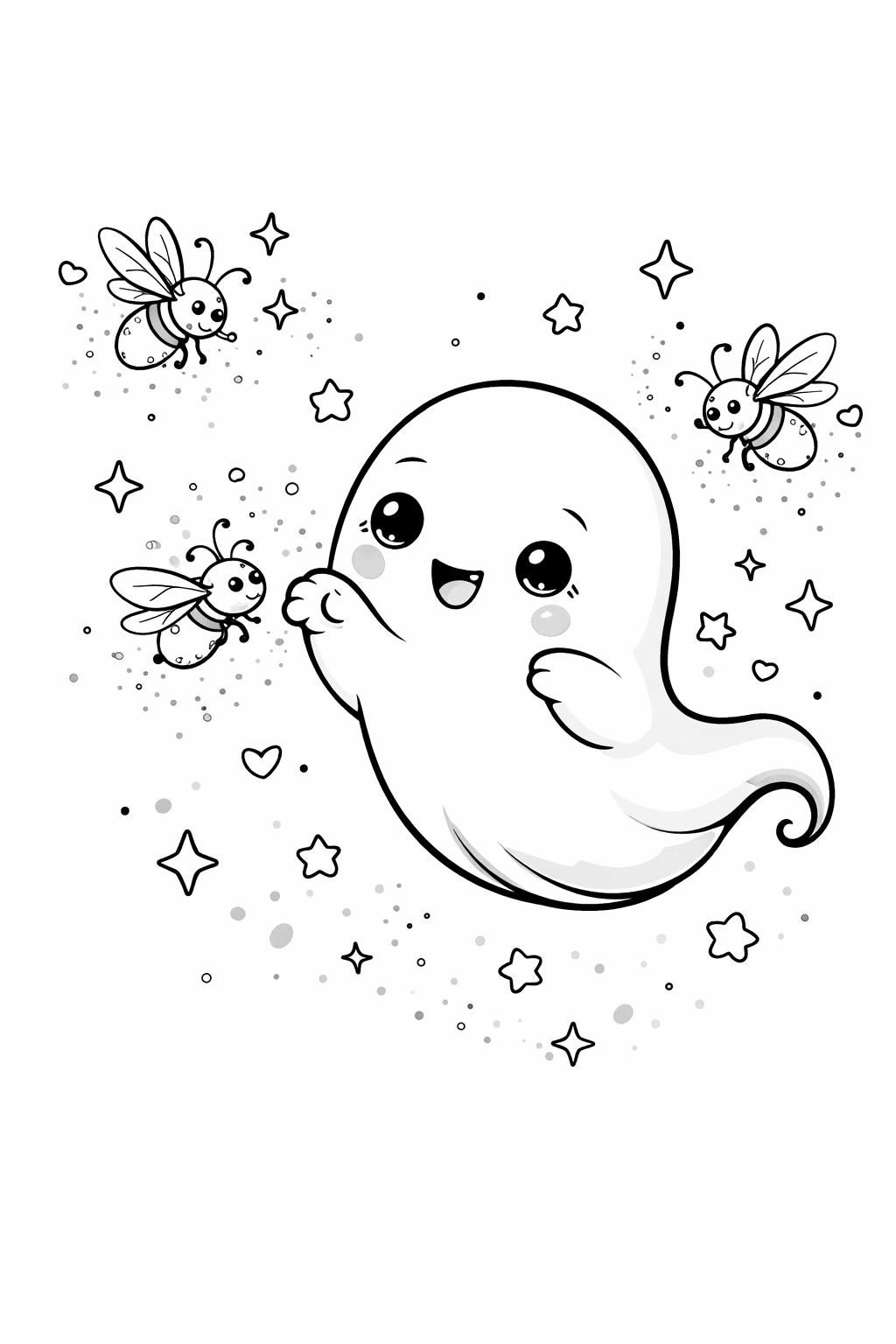 Fantasma e vaga-lumes para colorir