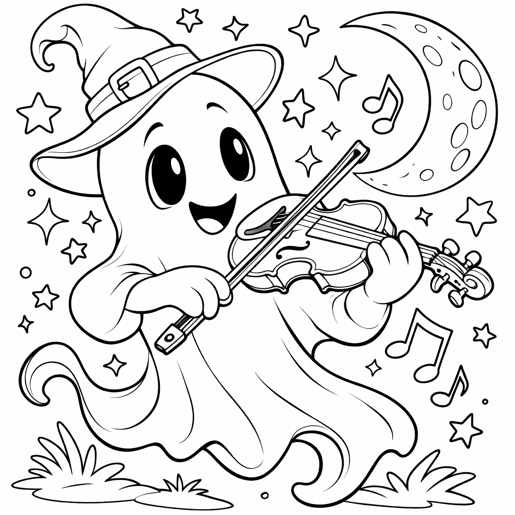 Fantasma tocando violino para colorir