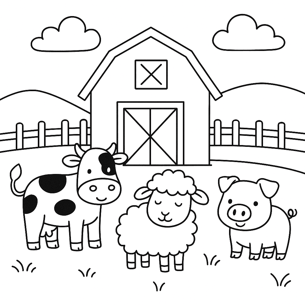 Fazenda com animais para colorir