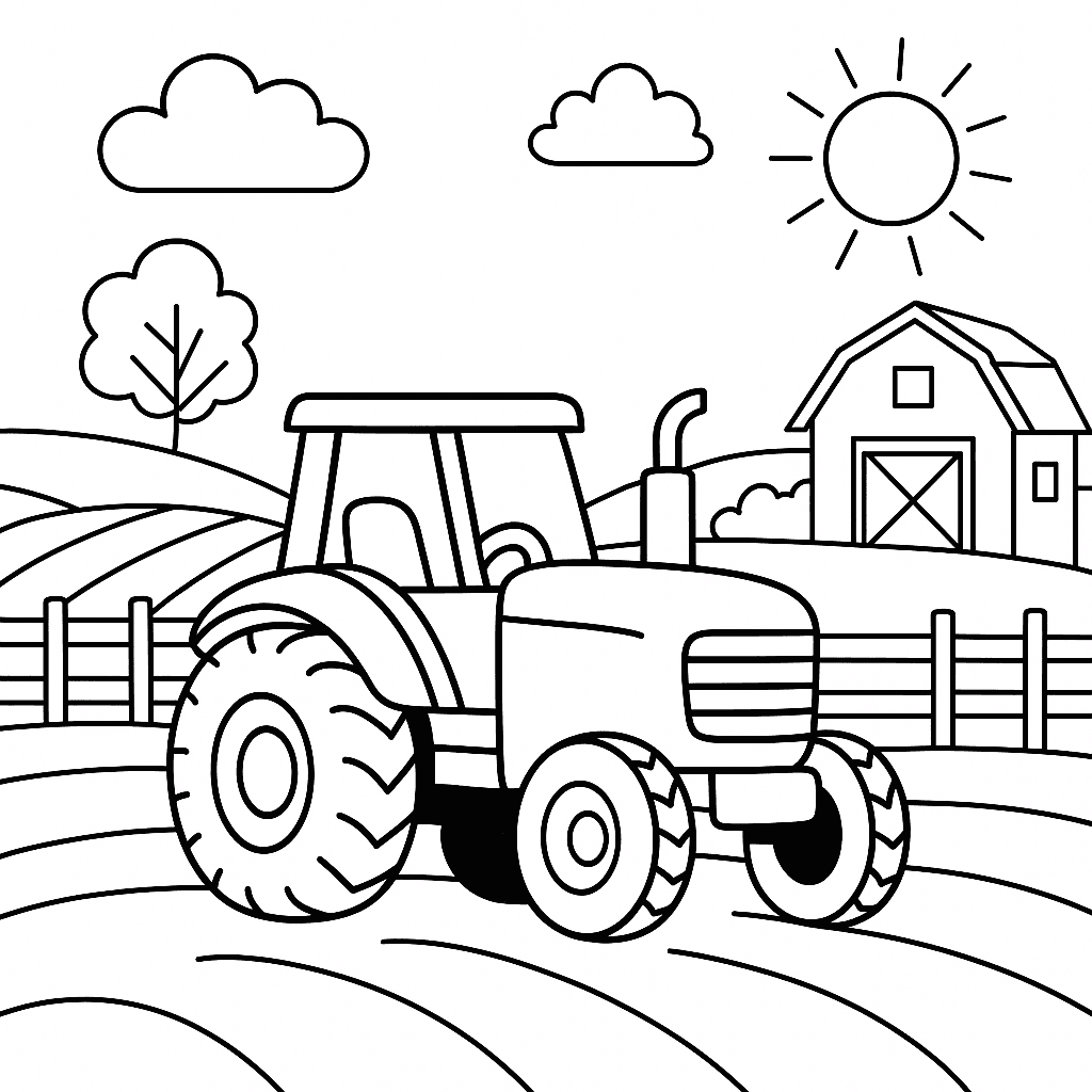 Trator na fazenda para colorir