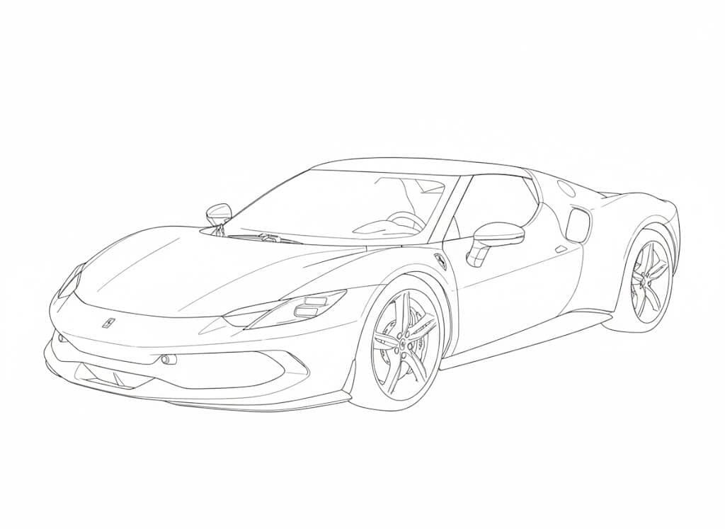 Ferrari 296 GTS amarela para colorir