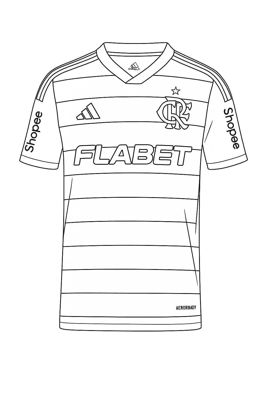 Camisa do Flamengo com patrocínio para colorir