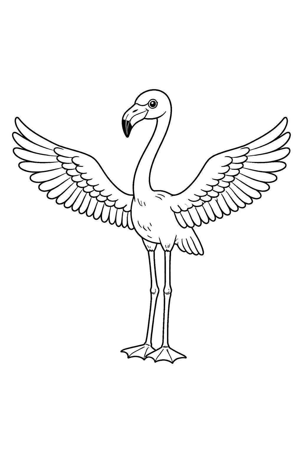 Flamingo com asas abertas para colorir