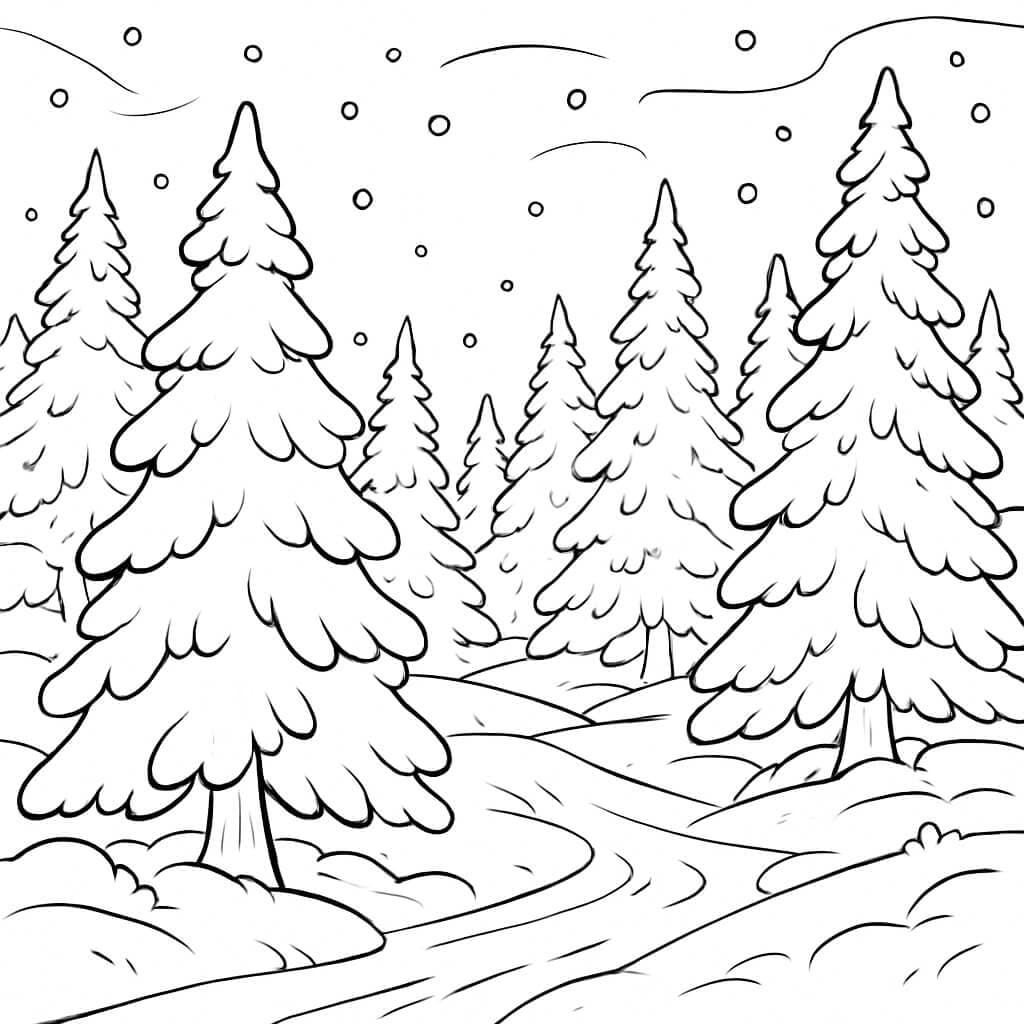 Floresta de inverno para colorir