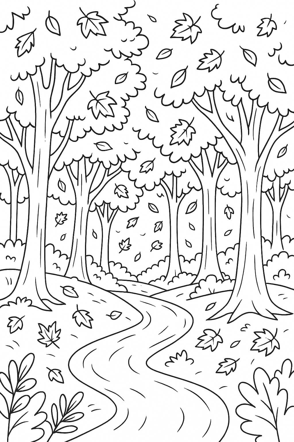 Floresta de outono para colorir