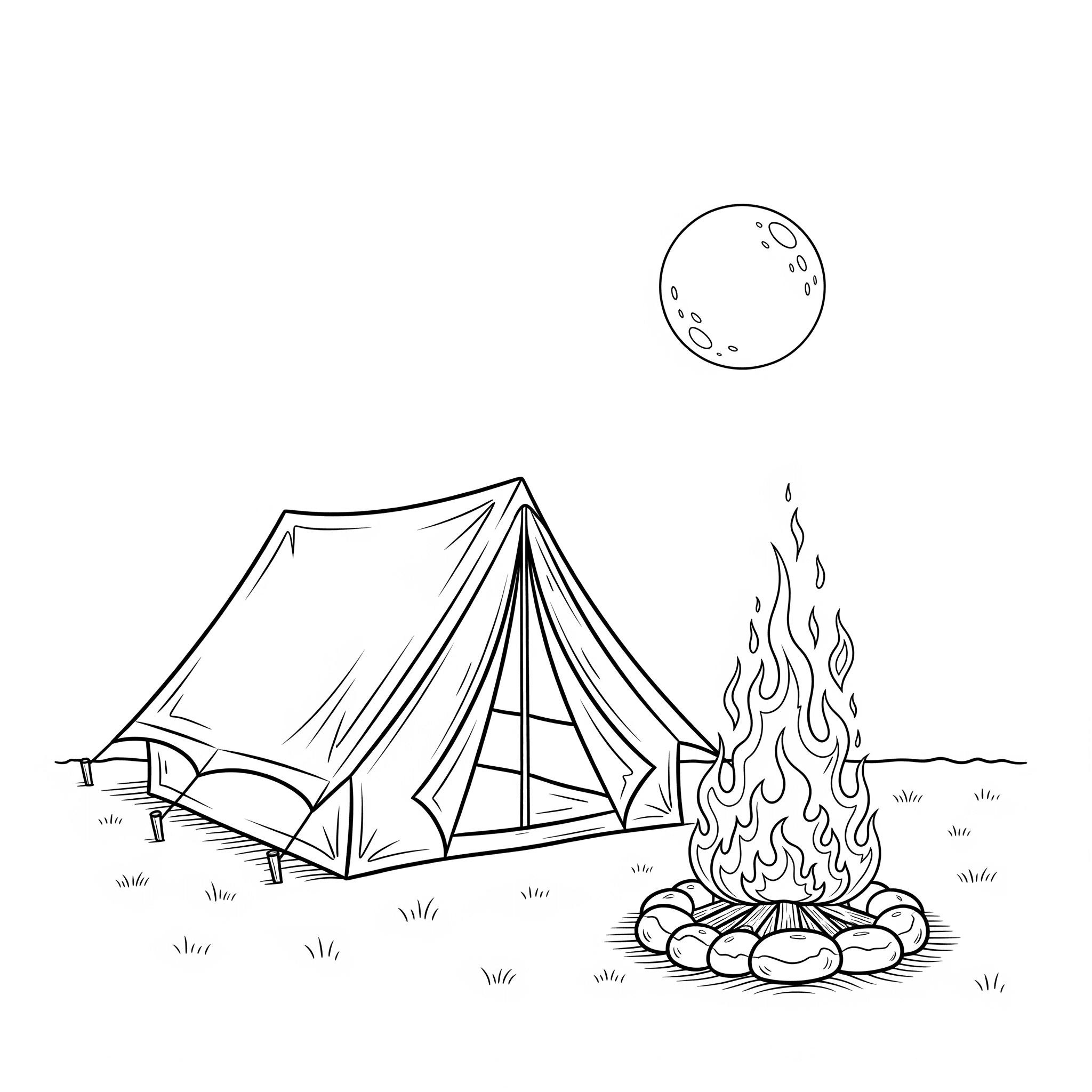 Fogueira de acampamento para colorir