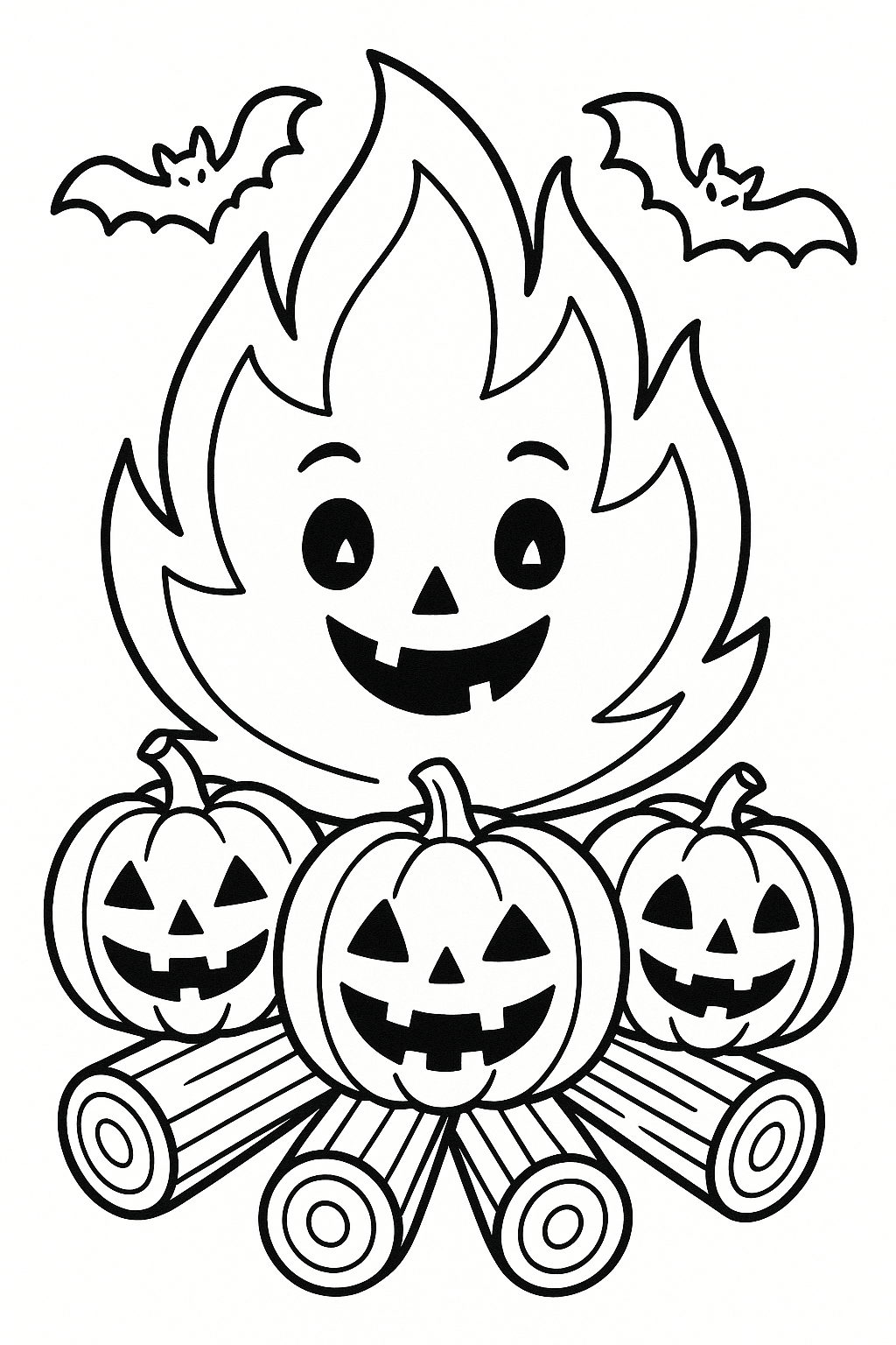 Fogueira de Halloween para colorir